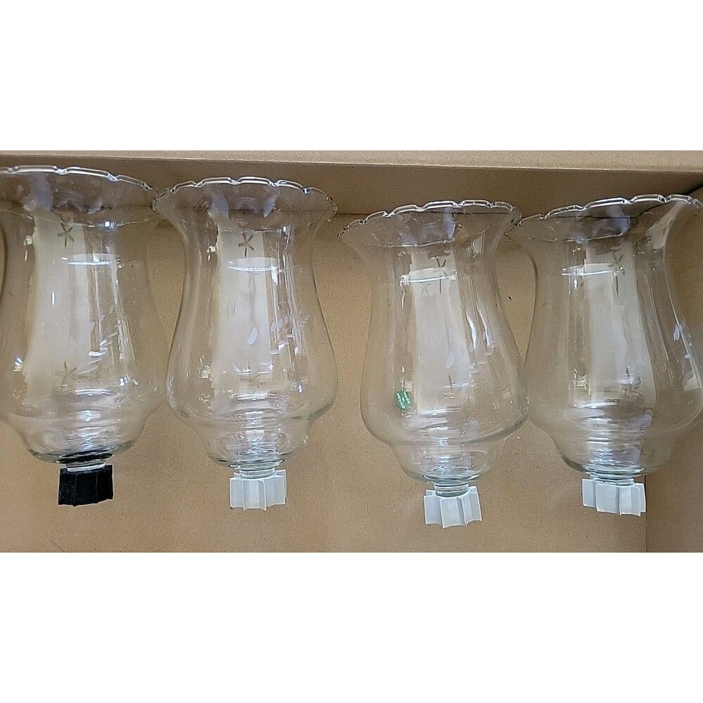 Vintage Homco 5” Etched Wheat Peg Votive Cups 1183 - Set Of 4 NOS 1980's